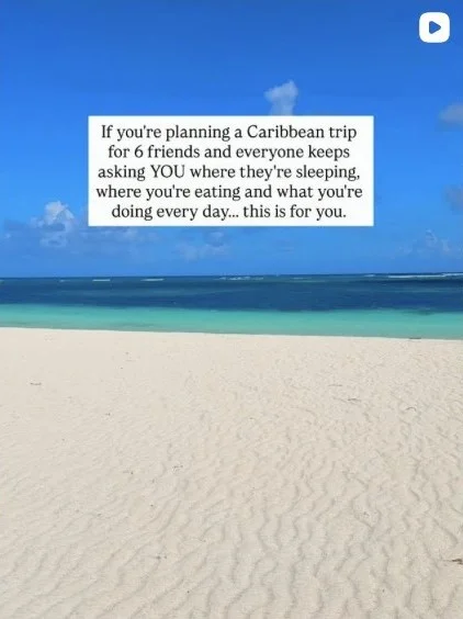 Instagram reel about planning a Caribbean trip for six friends