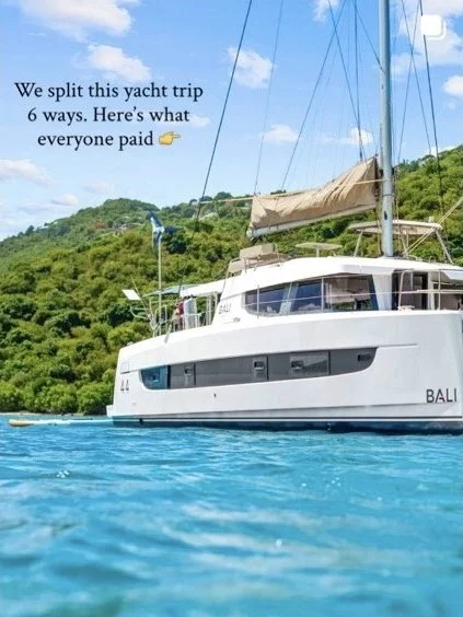 Instagram reel of a catamaran trip split six ways